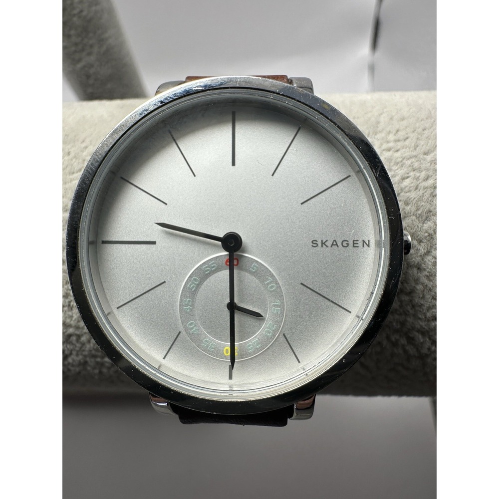 Skagen SKW2434 Hagen Ladies Watch 34MM 7.5" New Battery Leather Band T12